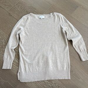 Loft Women’s Quarter Sleeve Tan Sweater Size Medium